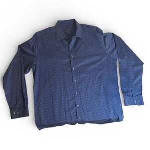 Bugatchi Navy Patterned Dress Shirt